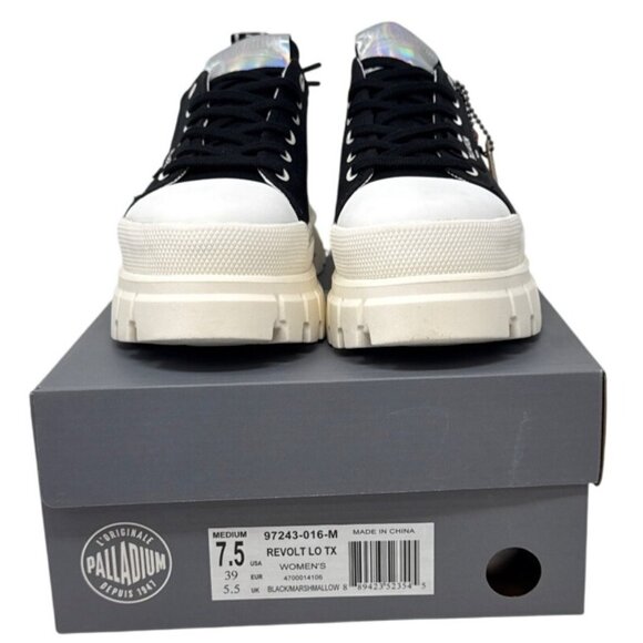 Palladium Revolt Lo Tx Women's Black/White/Marshmallow Chunky Sneakers Size 7.5 - Picture 4 of 6